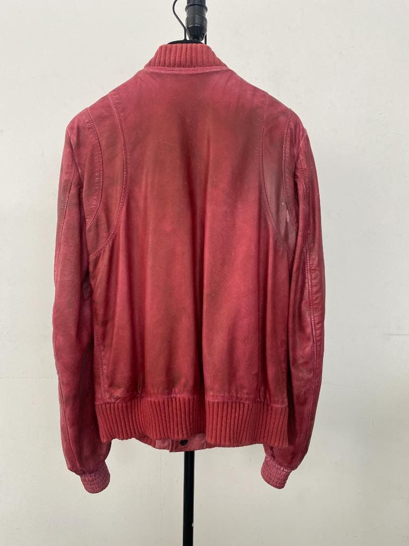 BALMAIN テディ 赤レザージャケット44 11AW アーカイブ デカルナン