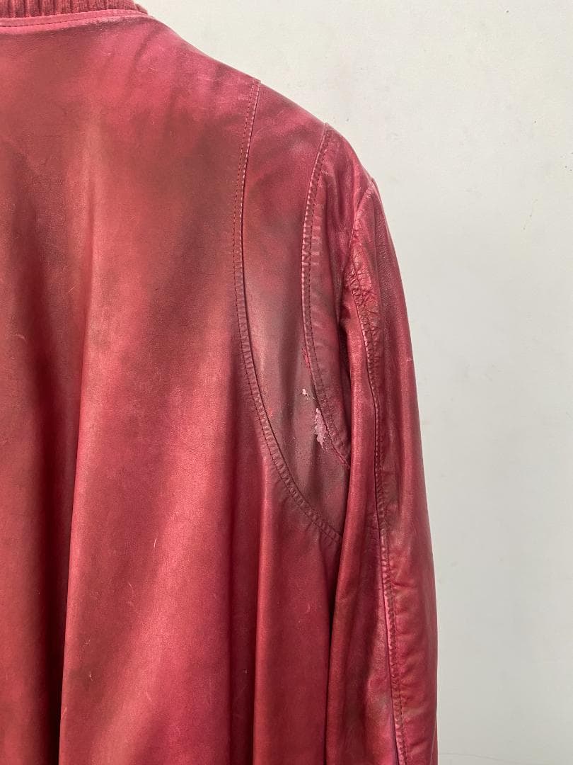 BALMAIN テディ 赤レザージャケット44 11AW アーカイブ デカルナン