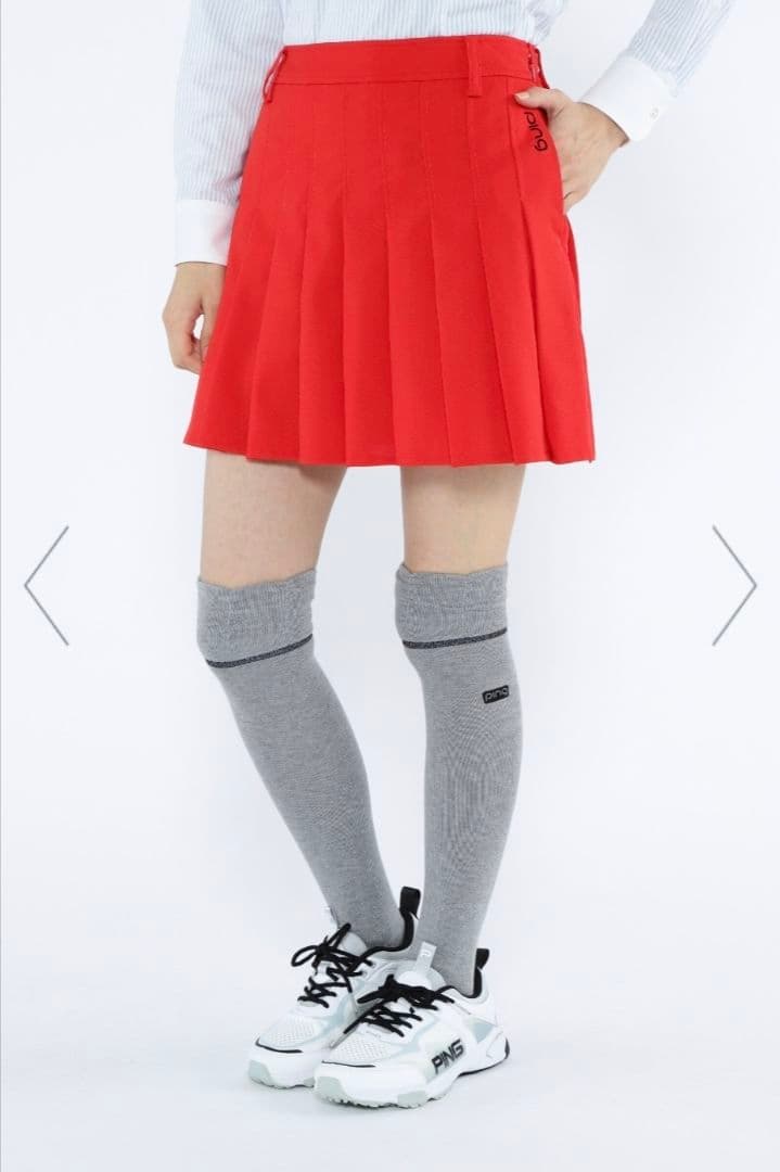 美品 PING レディース プリーツ スカート 赤 S ストレッチ