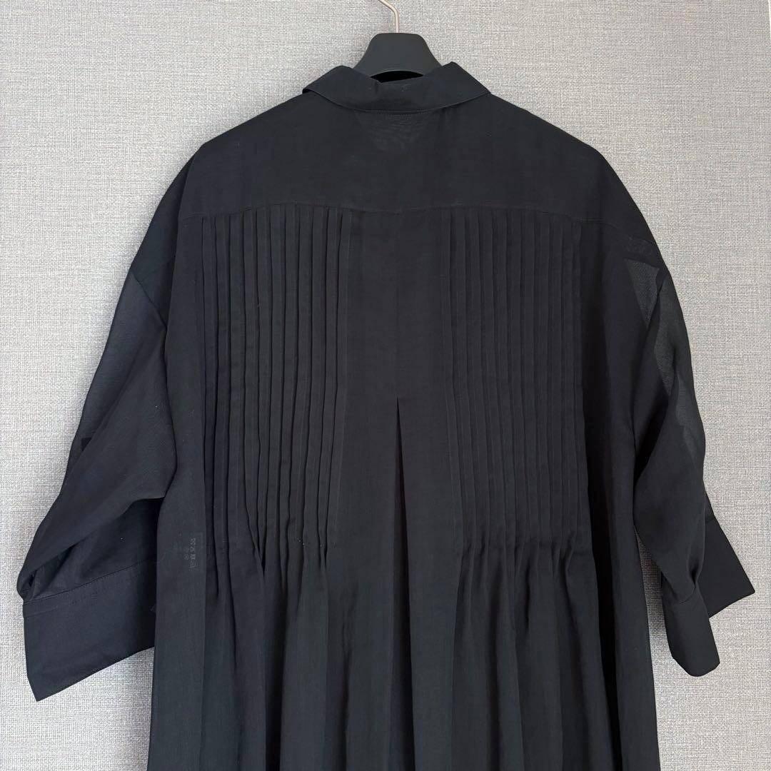 2WAY✨未使用級 ADORE ソフトオーガンジー　シャツワンピース 黒 FR