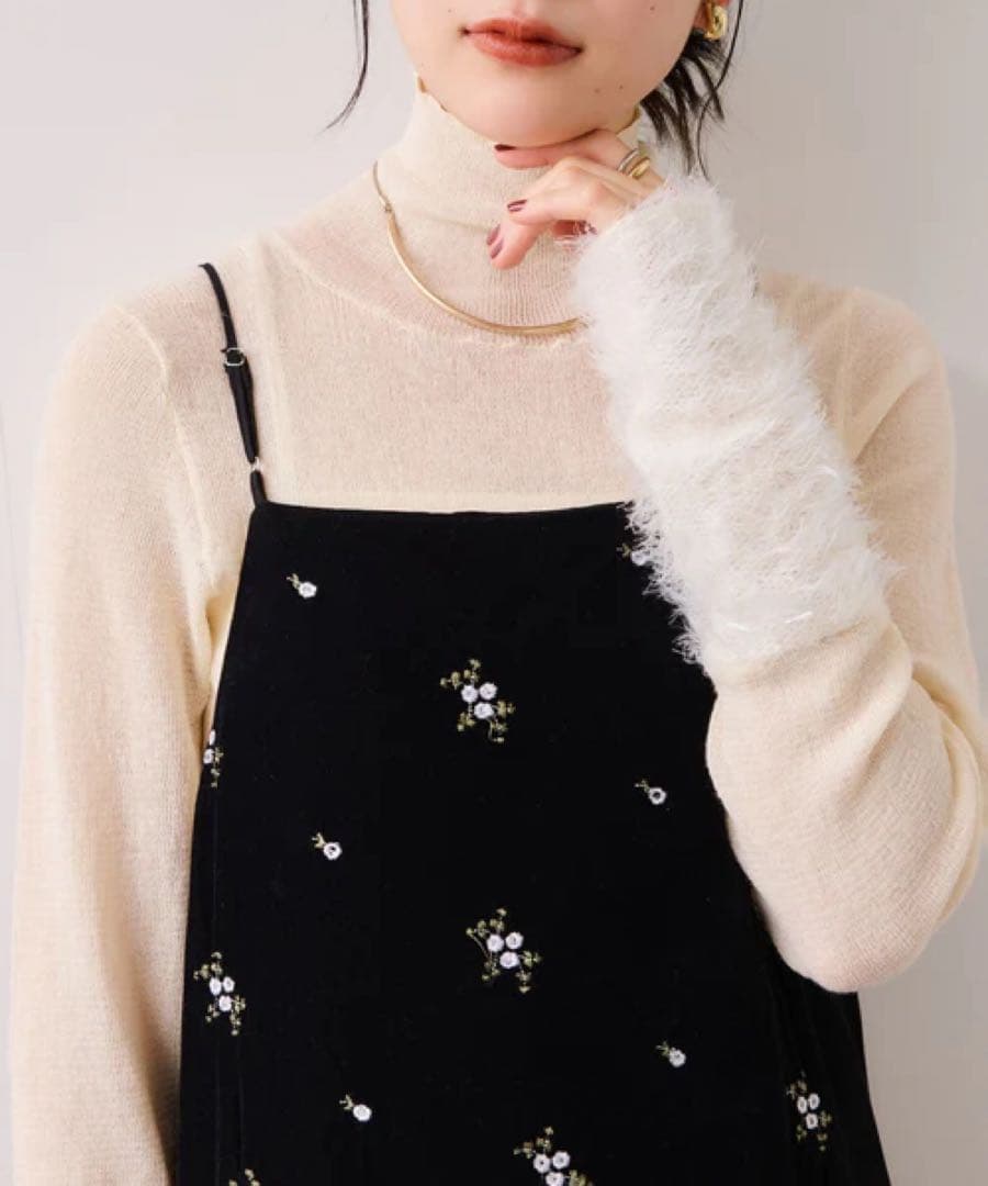 vis 美品　早い者勝ち！刺繍アソートベロアキャミワンピース/2WAY