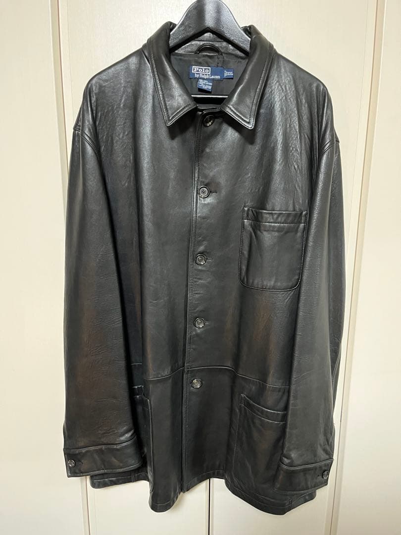 Polo by Ralph Lauren ブラックレザー カーコート XXL