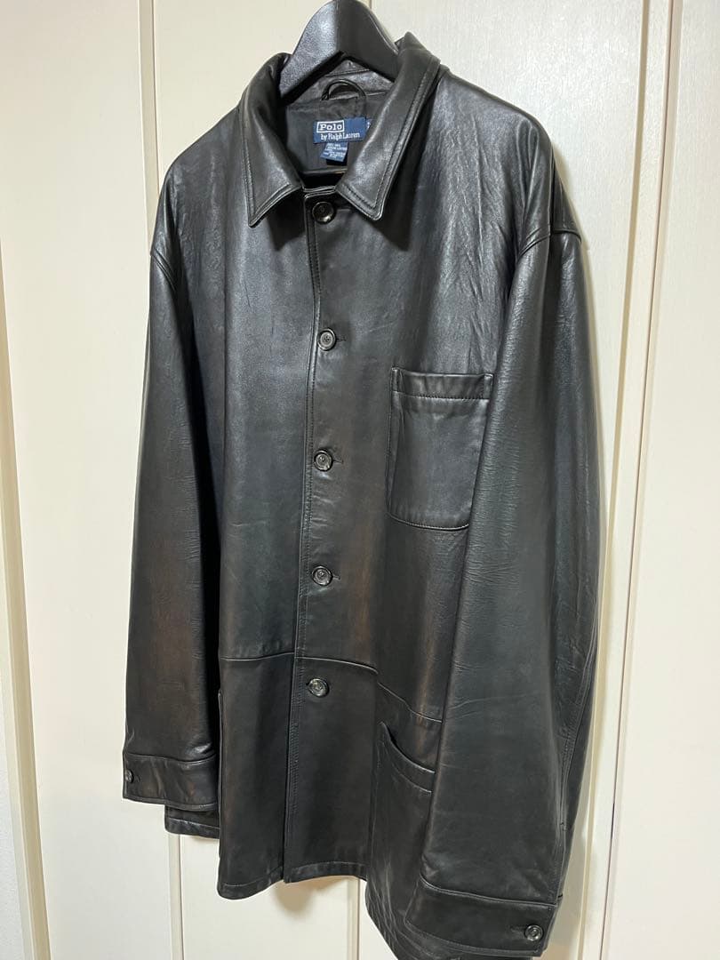 Polo by Ralph Lauren ブラックレザー カーコート XXL