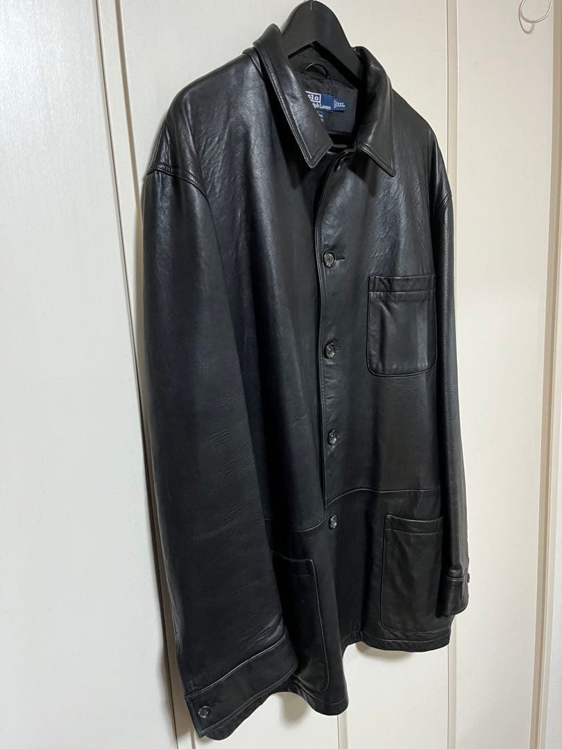 Polo by Ralph Lauren ブラックレザー カーコート XXL