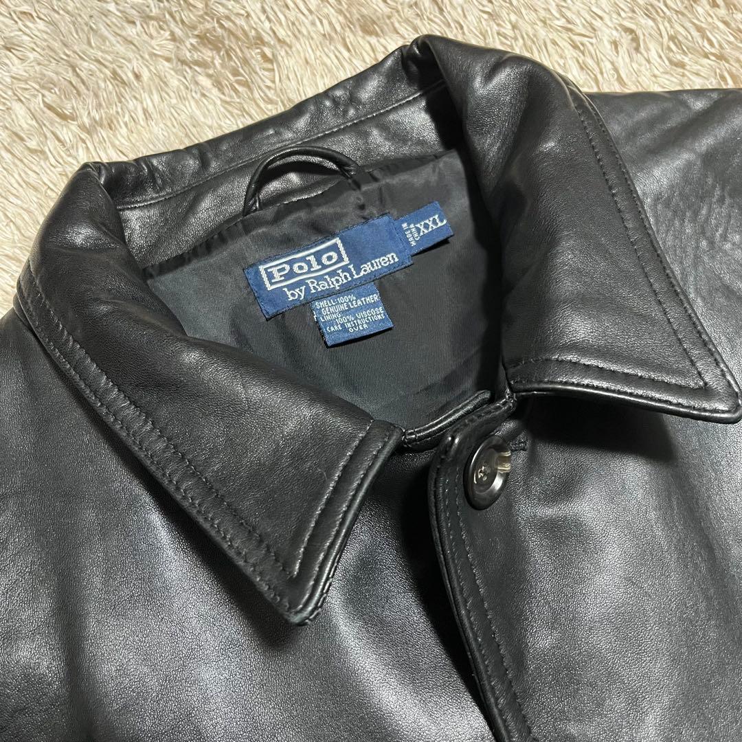 Polo by Ralph Lauren ブラックレザー カーコート XXL