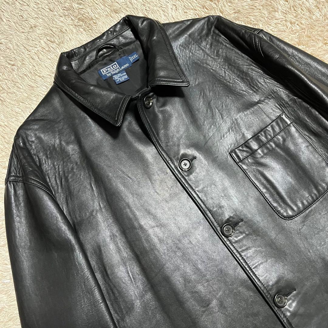 Polo by Ralph Lauren ブラックレザー カーコート XXL