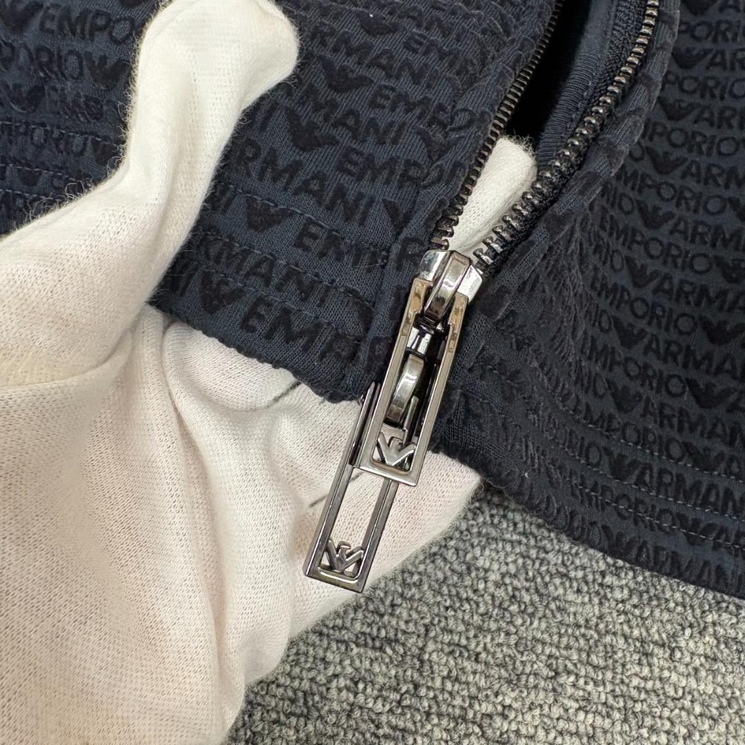A4.エンポリオアルマーニ 総柄ジップアップブルゾン ネイビー XL