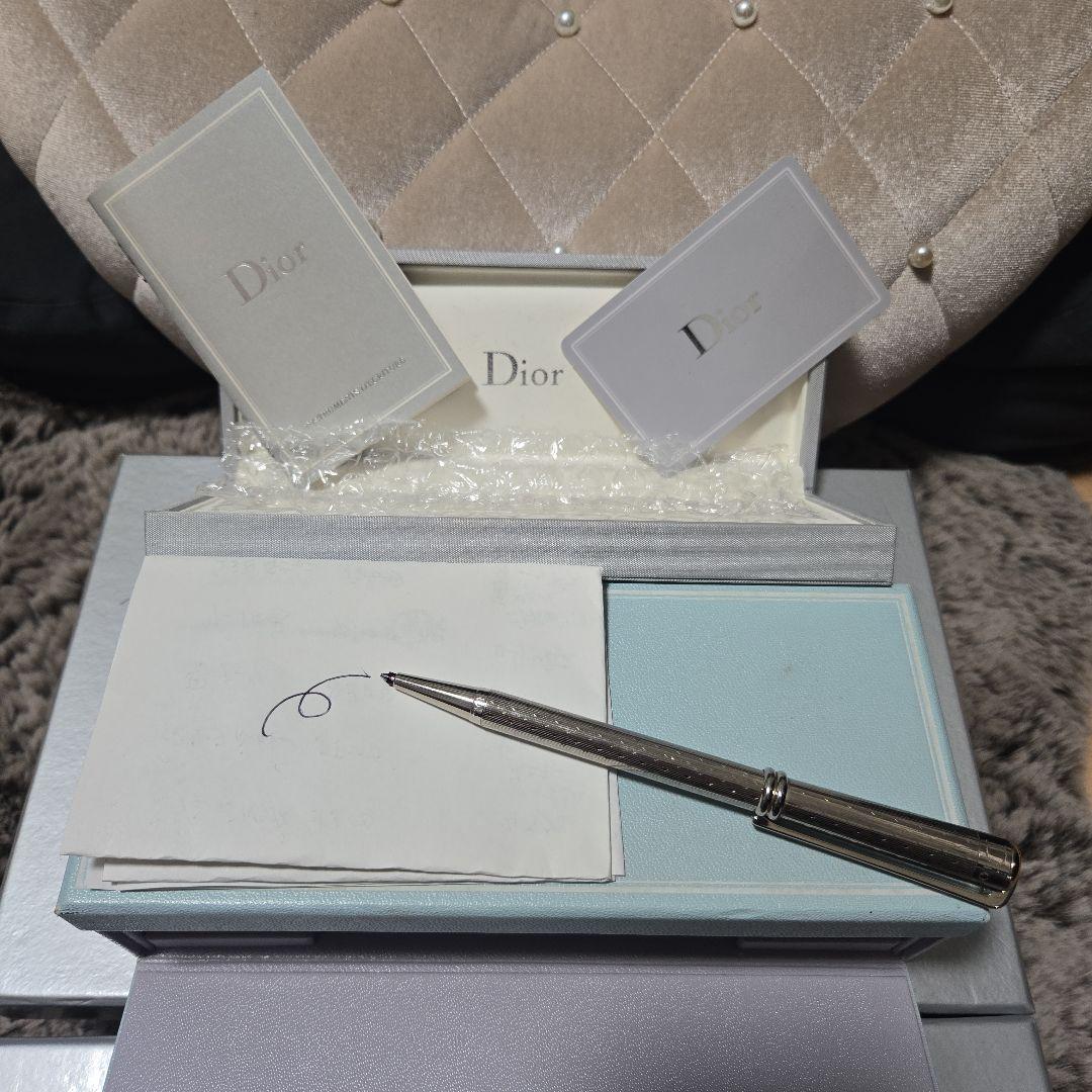 美品 Dior 回転式 シルバーボールペン