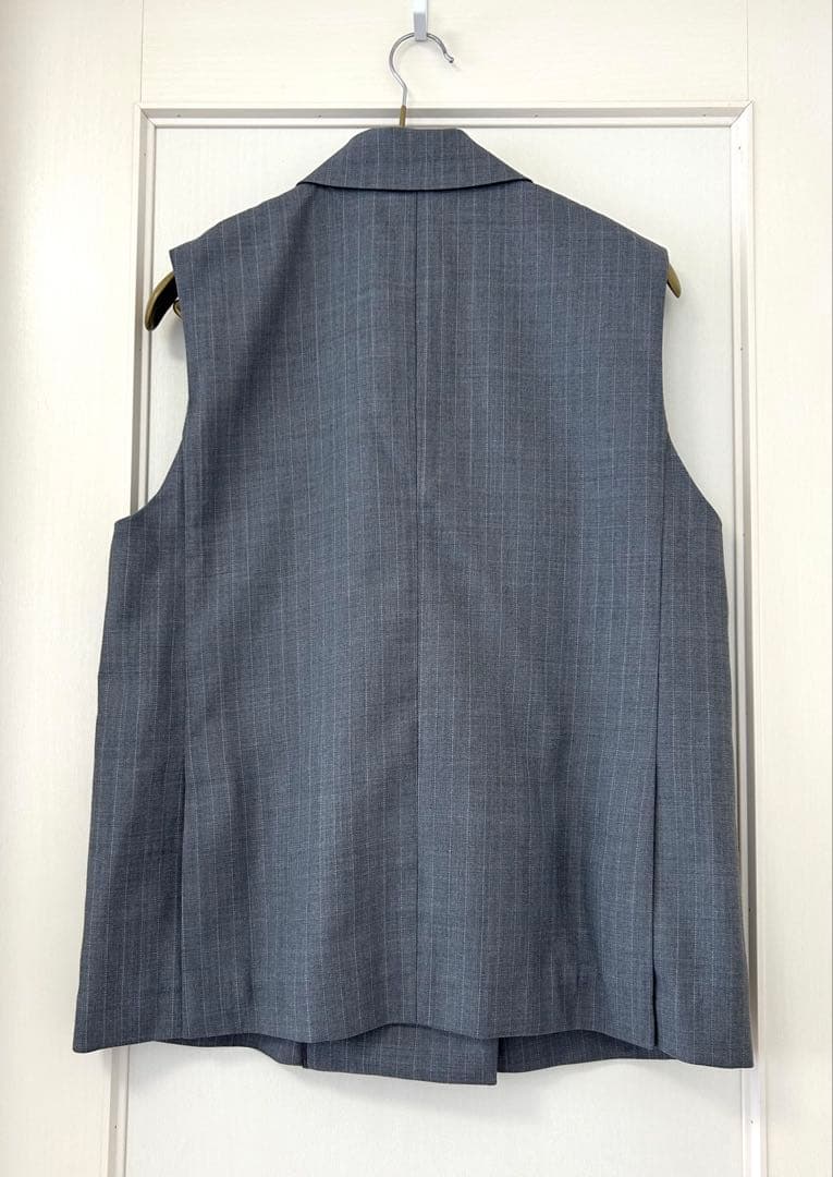 SHIPS 【美品】TW ギャバテーラージレ （グレー） ストライプ