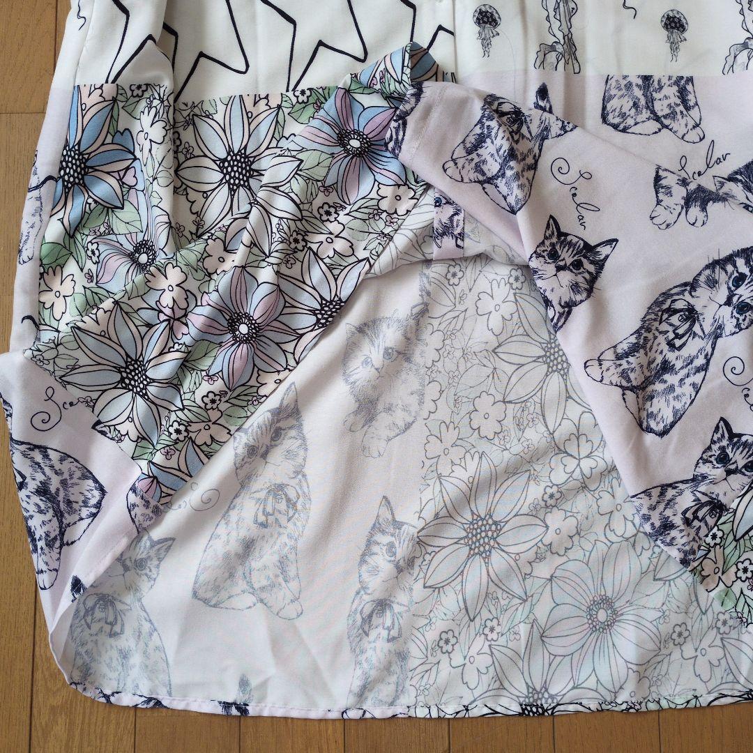 スカラーパッチワーク風シャツワンピース