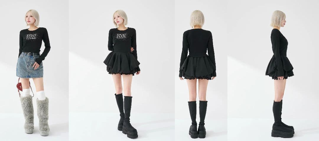 ダーリッチ darich シャイニーDDロゴコンパクトロングTシャツ ブラック