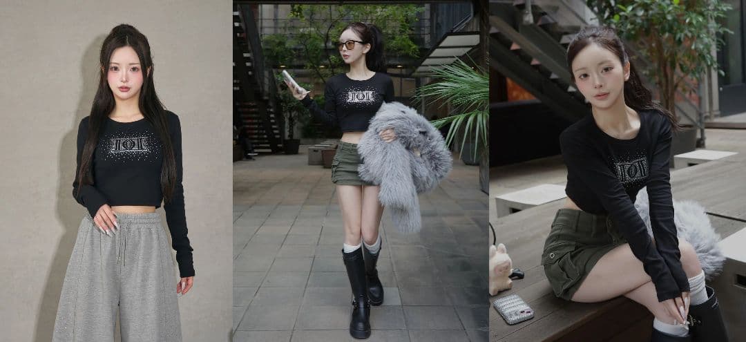 ダーリッチ darich シャイニーDDロゴコンパクトロングTシャツ ブラック