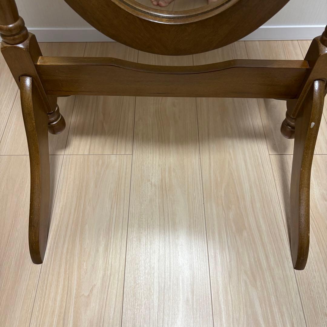 【美品】不二貿易 スタンドミラー 姿見 オーバル型 木製フレーム アンティーク調