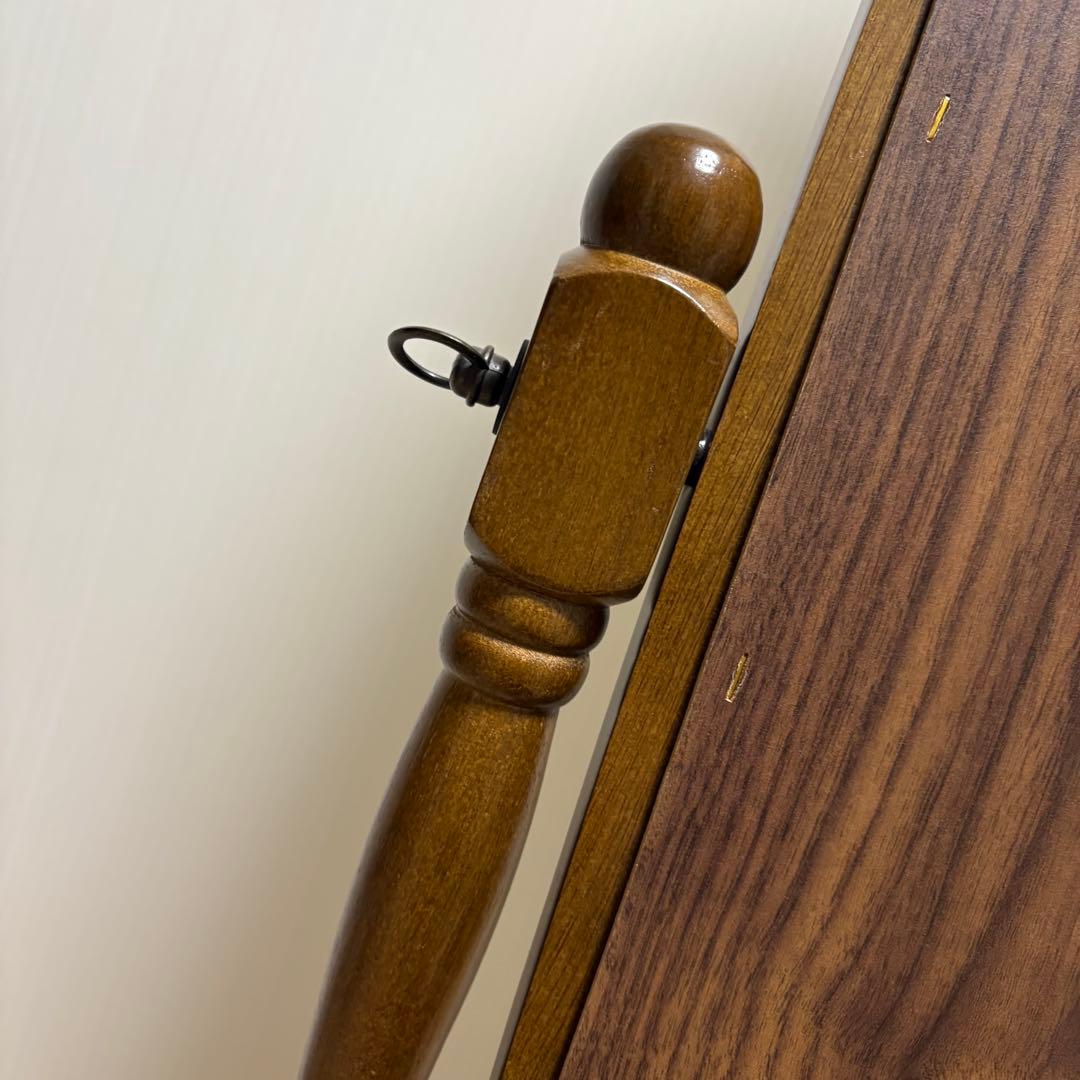 【美品】不二貿易 スタンドミラー 姿見 オーバル型 木製フレーム アンティーク調