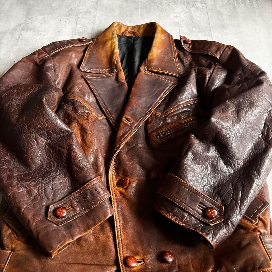 【40-50s vintage】M-49 モーターサイクルジャケット　本革　短丈