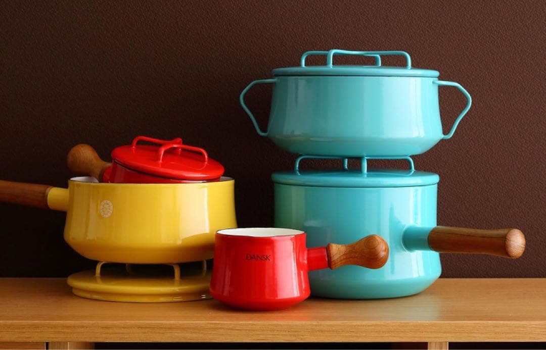 DANSK ダンスク　ホーロー 片手鍋　コベンスタイル 赤　蓋つき