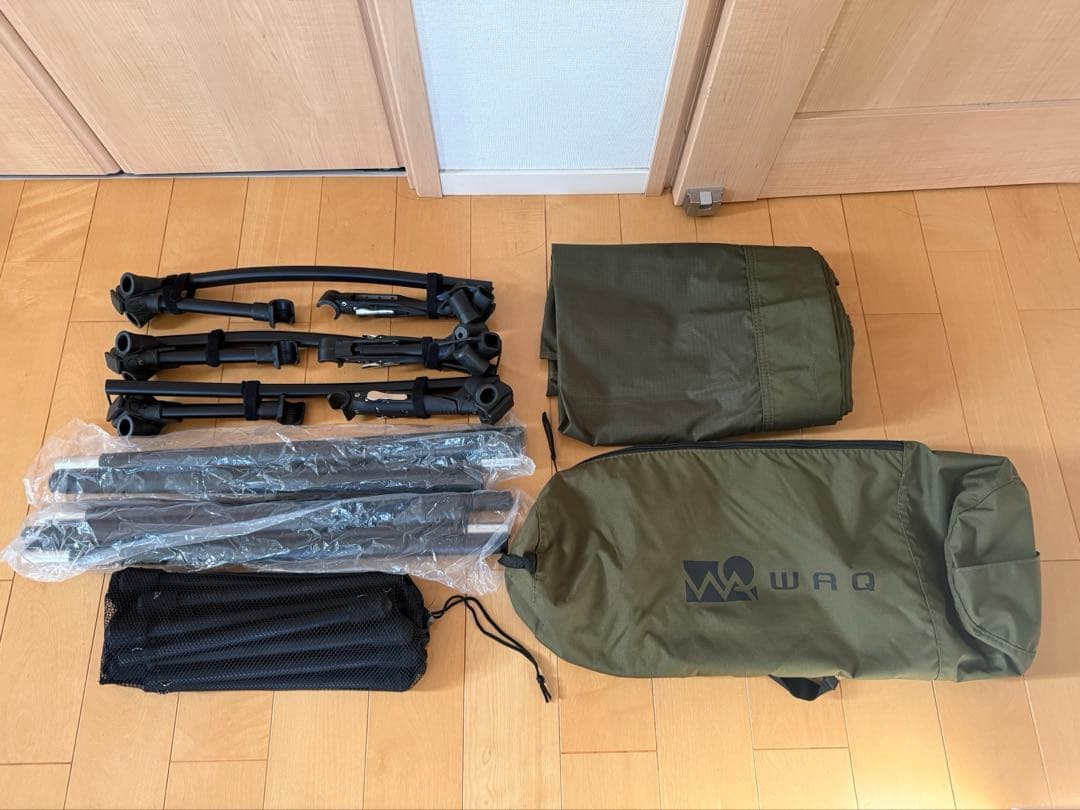 美品　WAQ 2WAY フォールディング コット　オリーブ