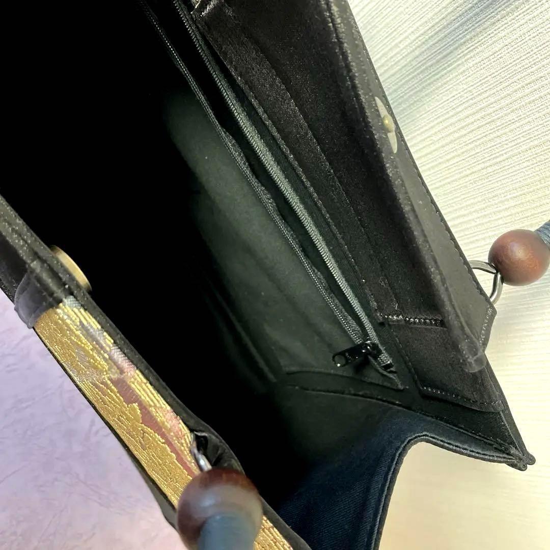 【新品・未使用】和装 バッグ　着物バッグ　市松　黒×織　和装鞄　カバン