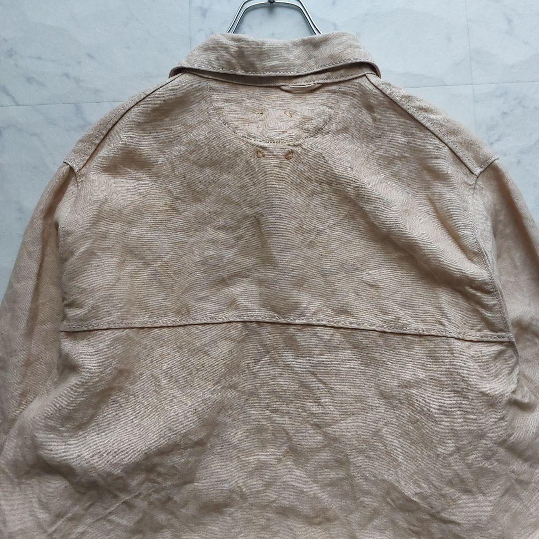 未使用 45R リネンダックジャケット L ベージュ スナップボタン