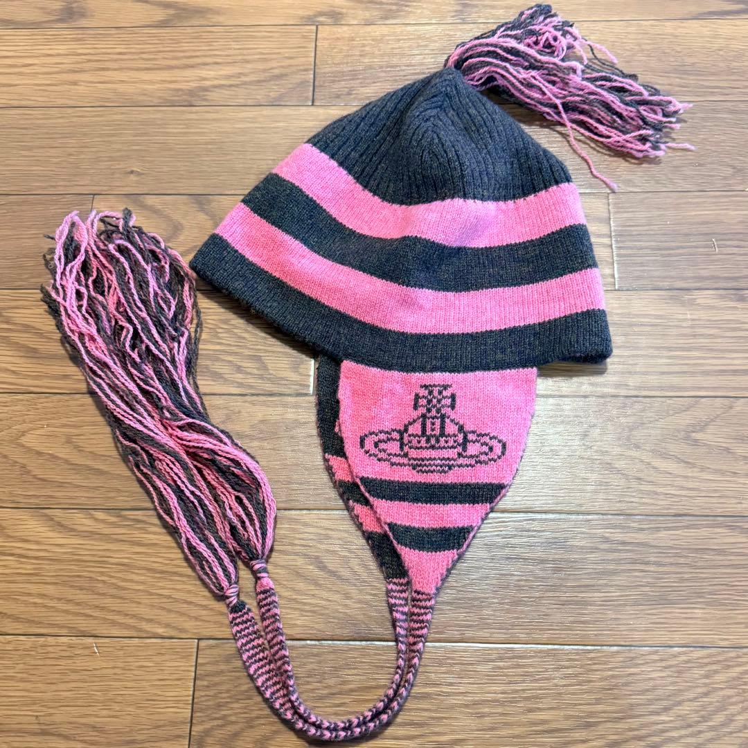 初期レア！Vivienne Westwood 耳当て付ニット帽 ピンク
