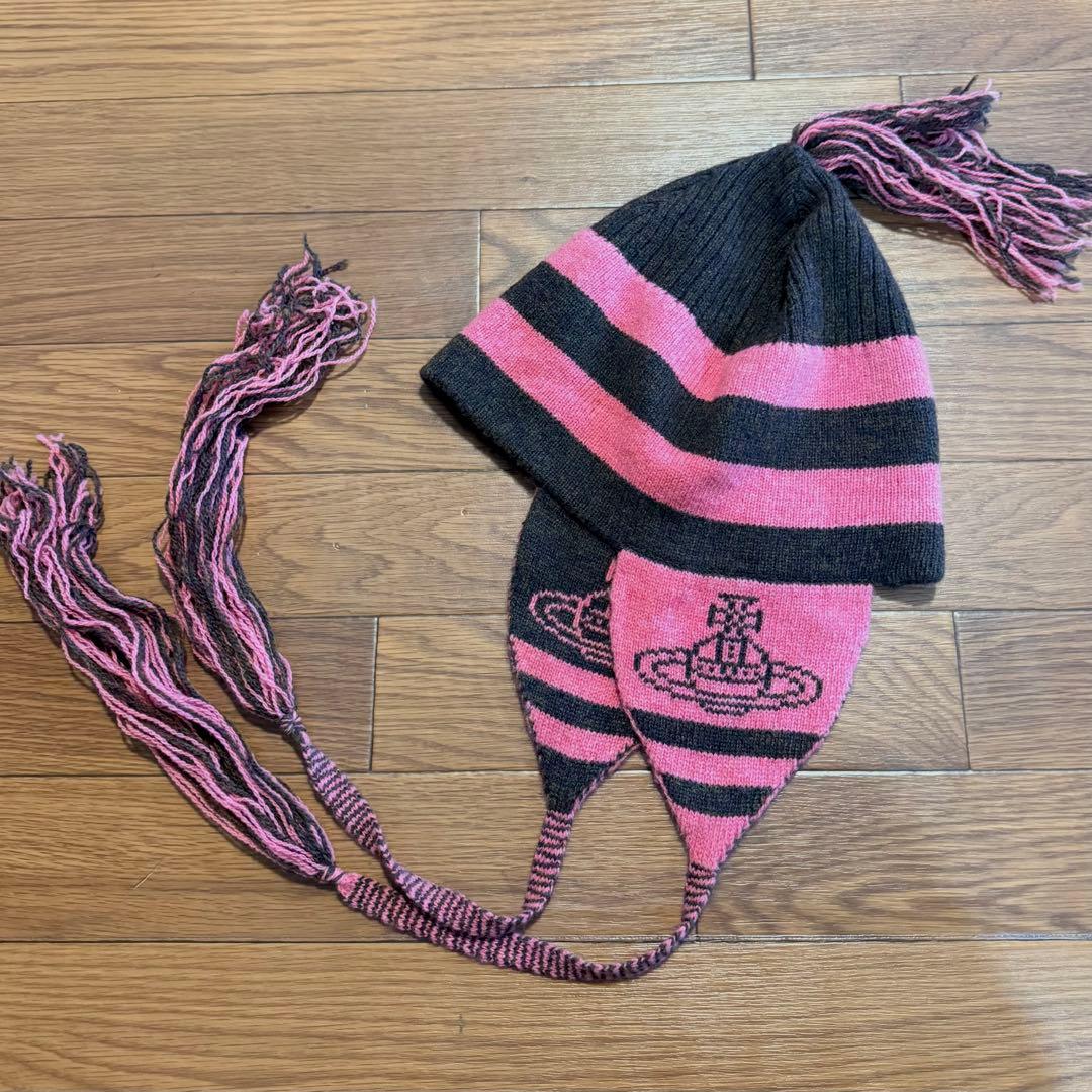 初期レア！Vivienne Westwood 耳当て付ニット帽 ピンク