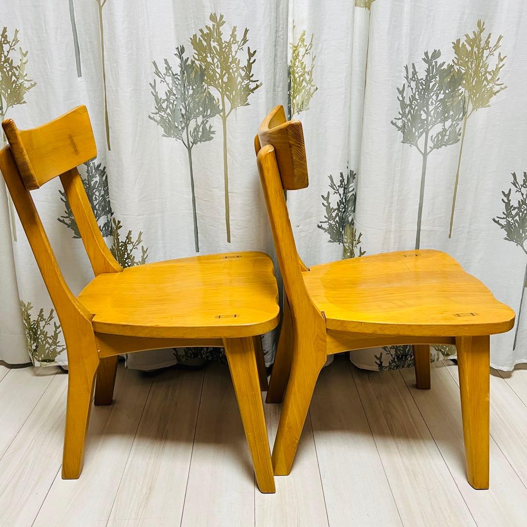 【天然木】木製ダイニングチェア 2脚セット