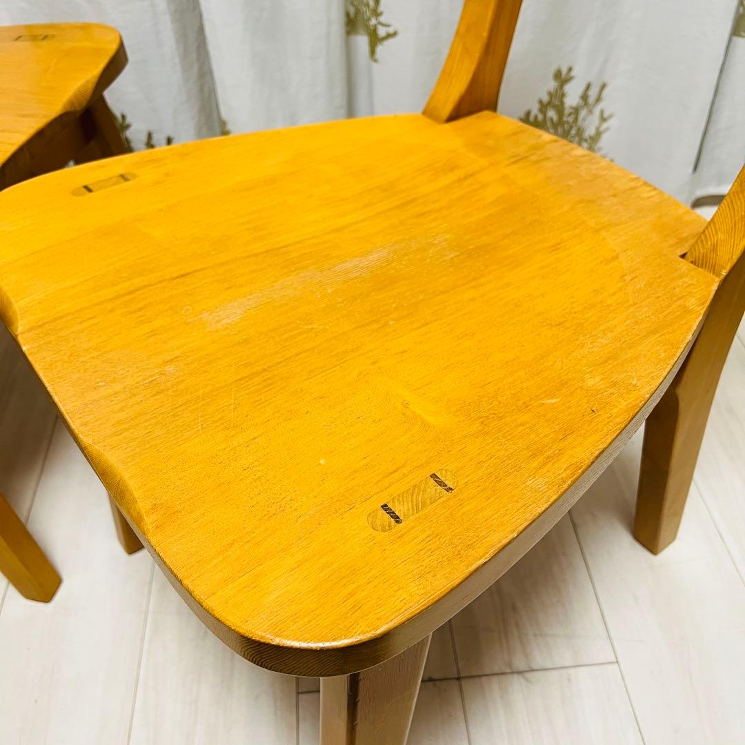 【天然木】木製ダイニングチェア 2脚セット