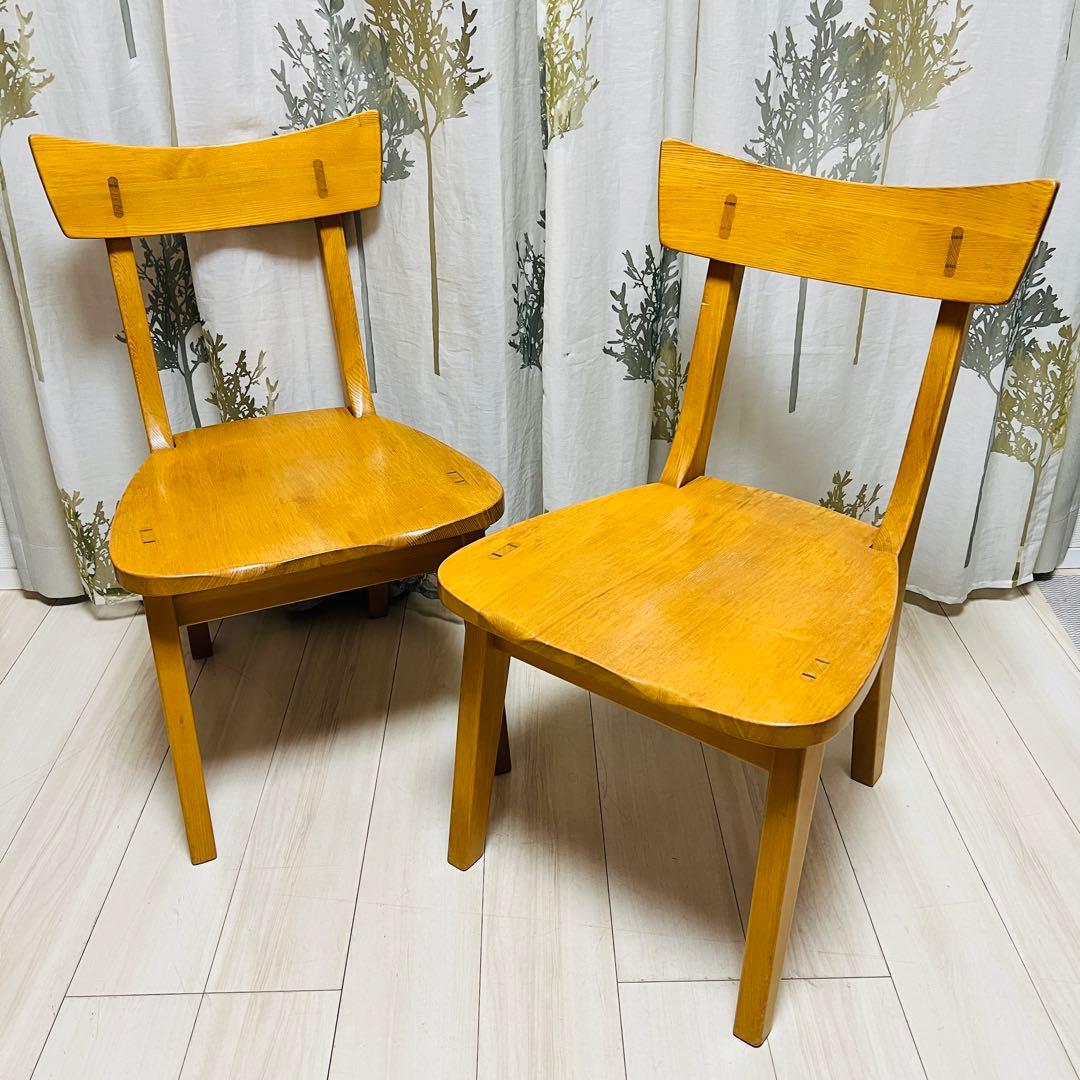 【天然木】木製ダイニングチェア 2脚セット