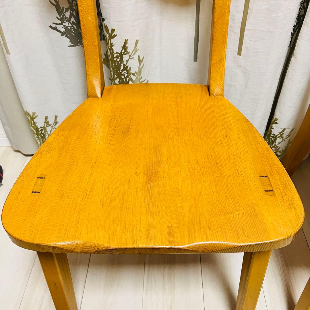 【天然木】木製ダイニングチェア 2脚セット