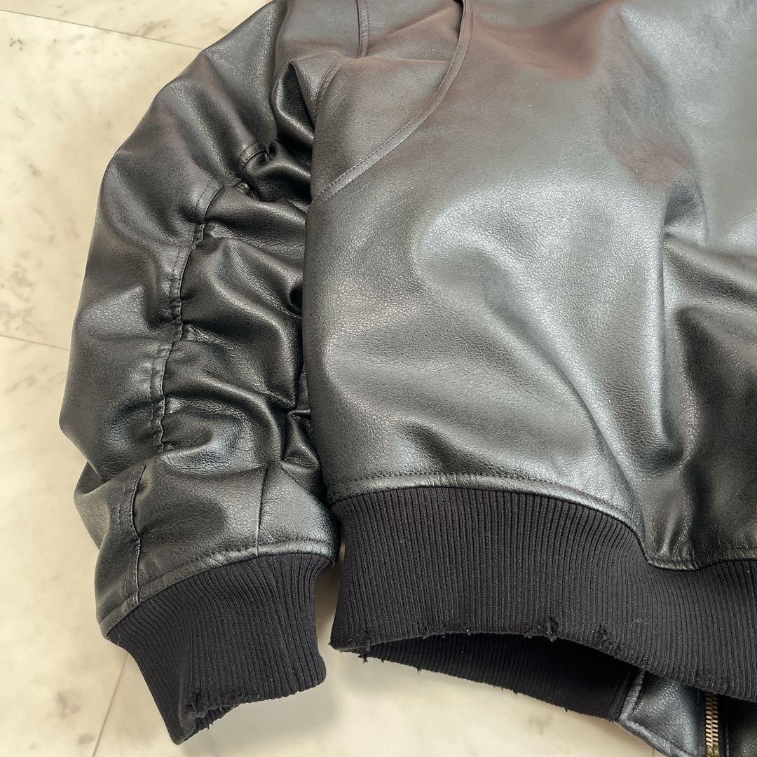 極美品✨ZARA ザラ コントラストフード付きフェイクレザー ジャケット S