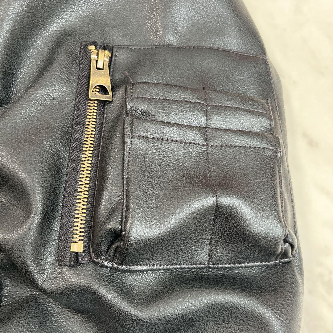 極美品✨ZARA ザラ コントラストフード付きフェイクレザー ジャケット S