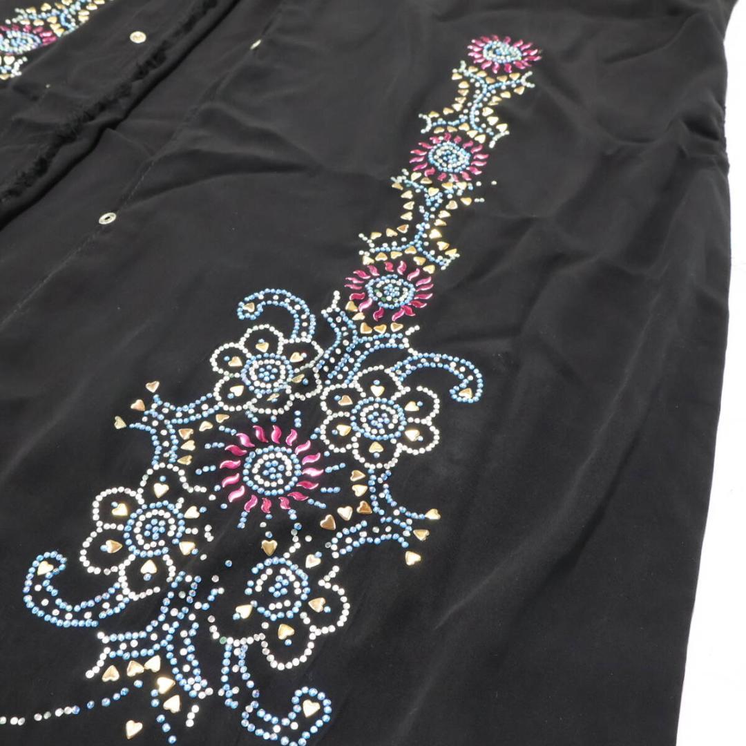 【ベリーダンス用衣装】ブラック サイーディドレス ラインストーン 柄 ガラベーヤ