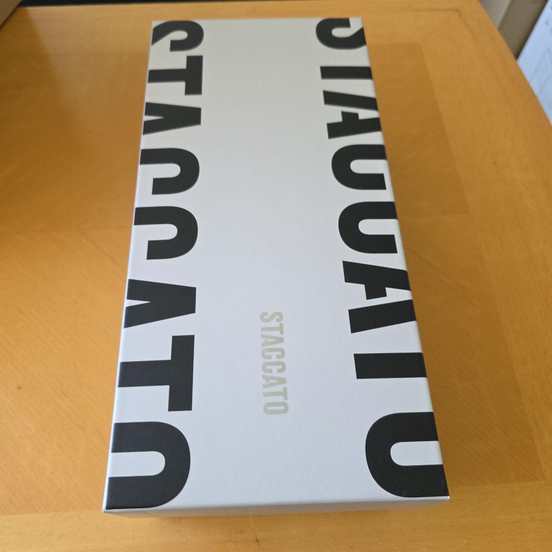 STACCATO パール装飾 ブラックフラットシューズ 39