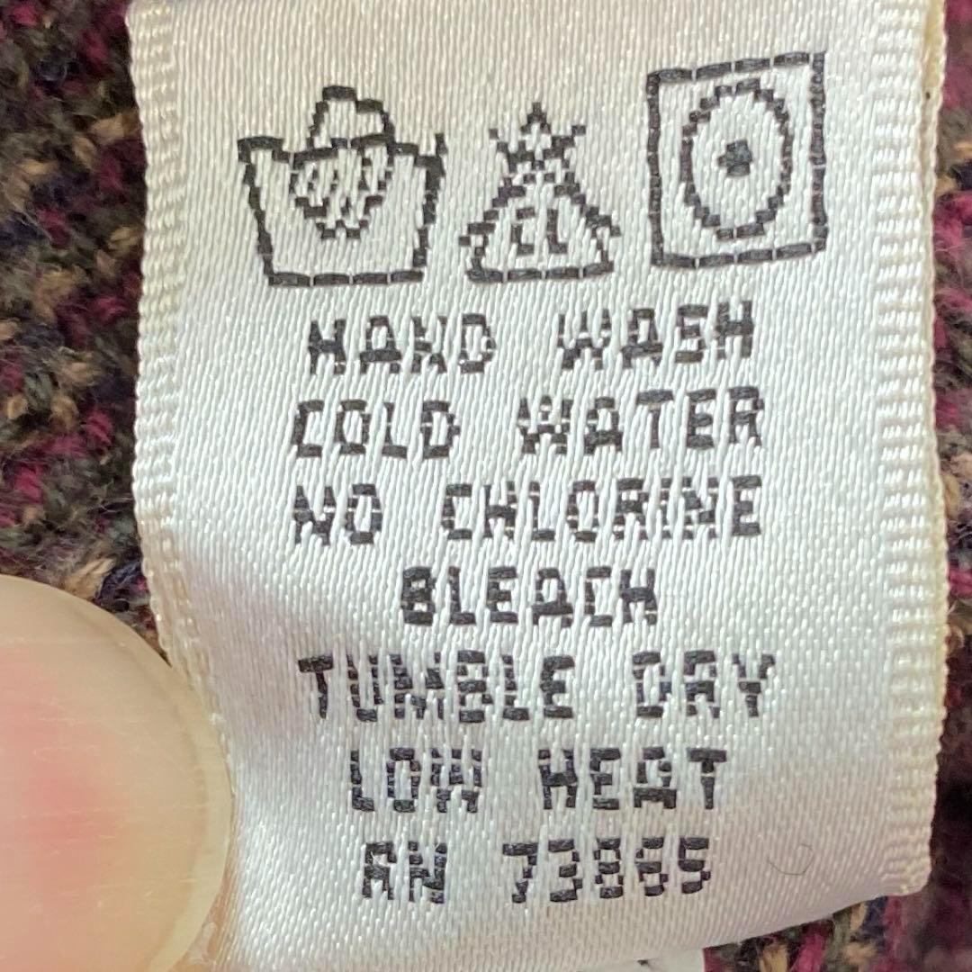 ニット　Vネック　セーター　ゴルフ柄　総柄　コットン100 メンズL程度