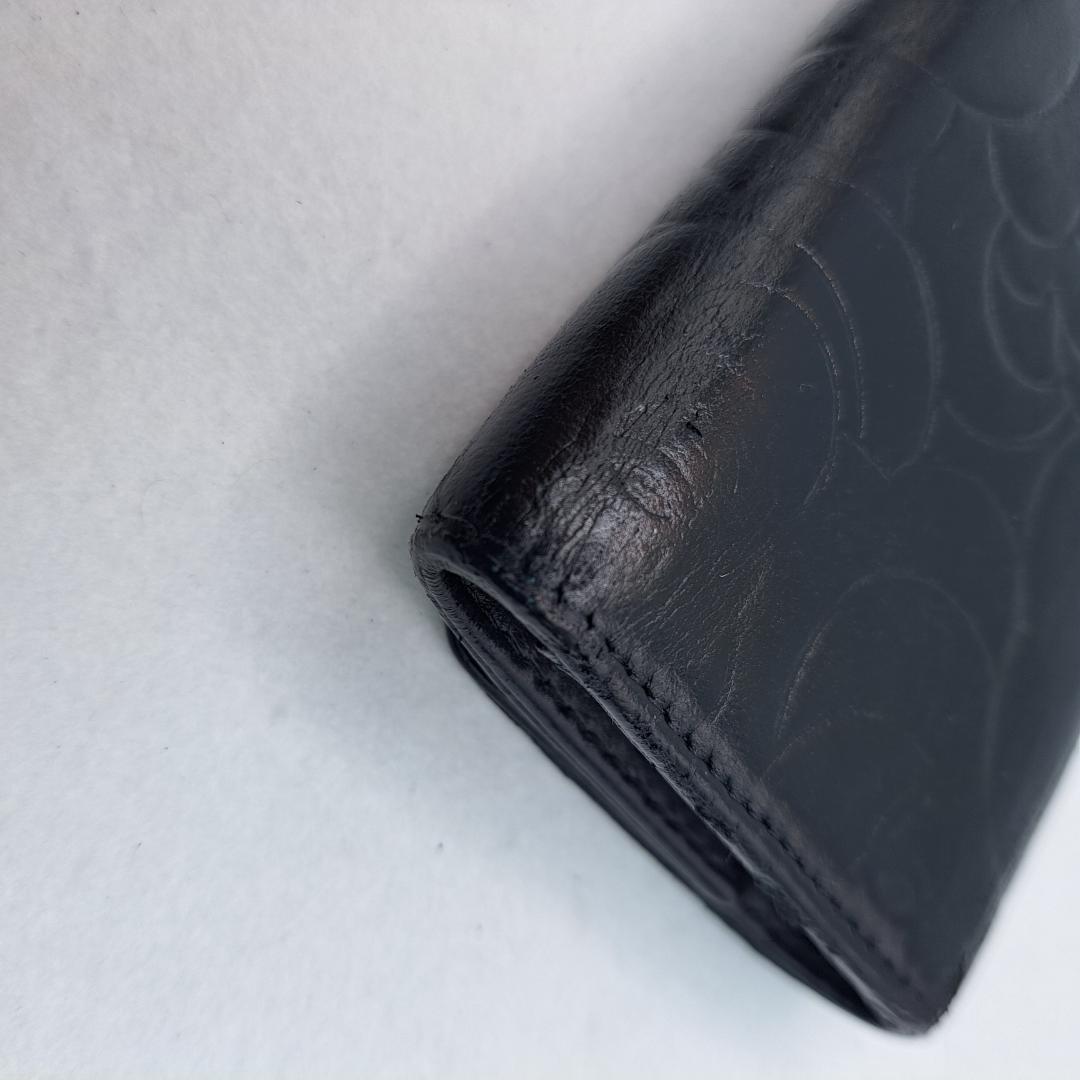 CHANEL　カメリア　キーケース　ブラック　ラムスキン