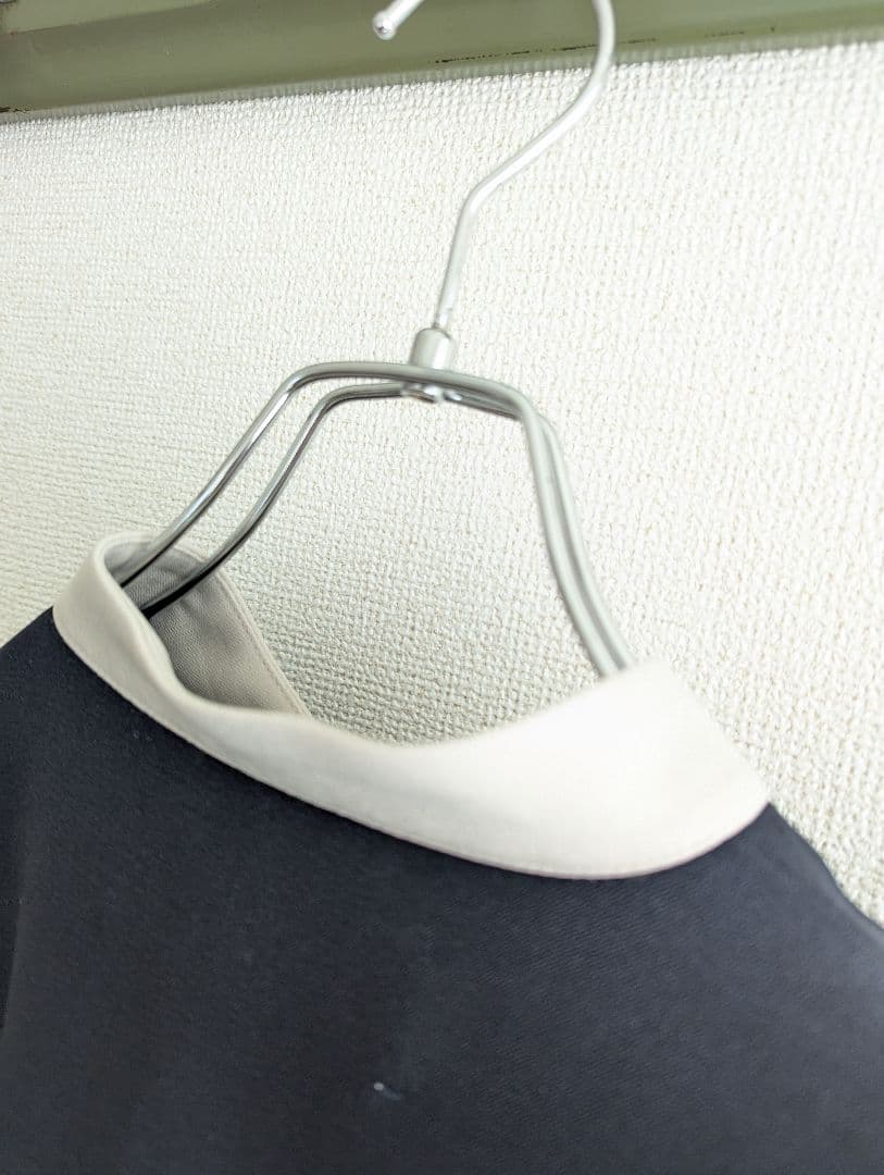 【美品】SHIPS any 白襟　白カフス　ネイビー　フレアーワンピース