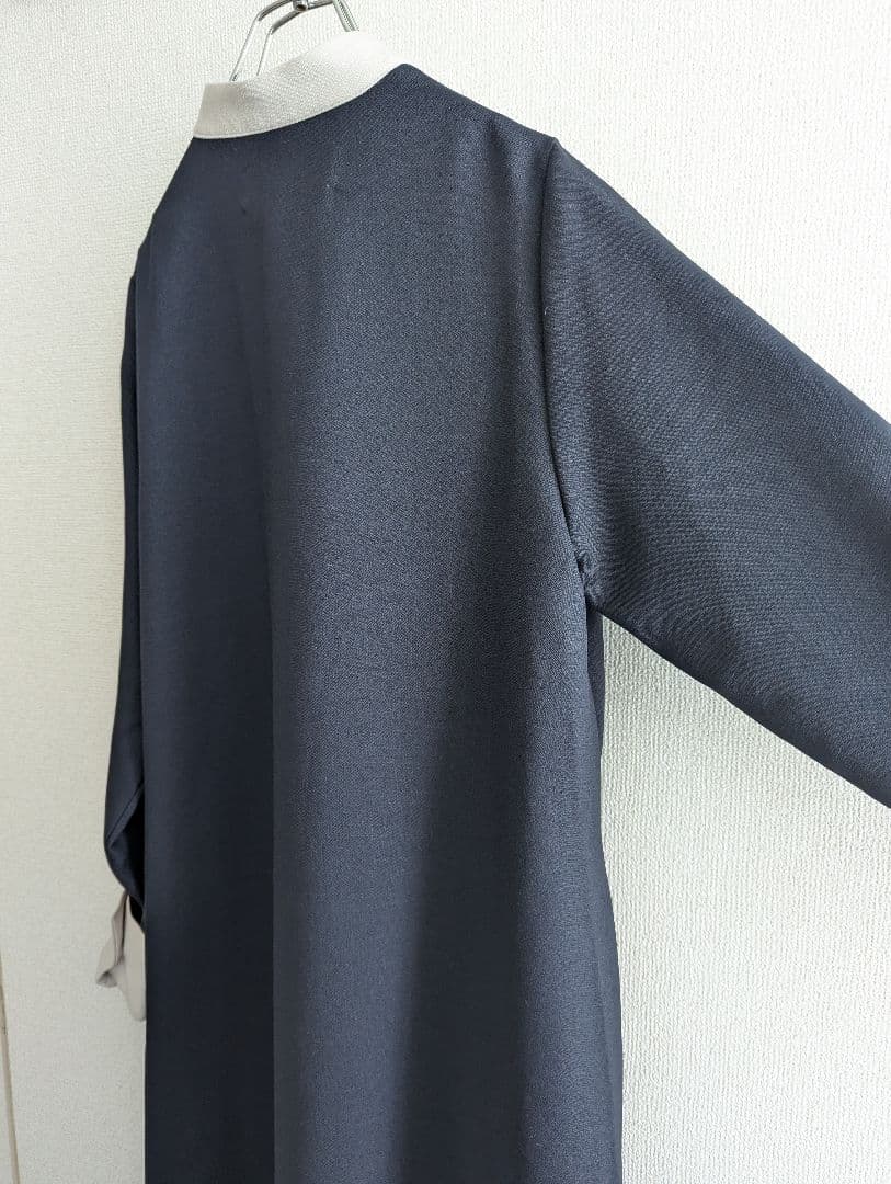 【美品】SHIPS any 白襟　白カフス　ネイビー　フレアーワンピース