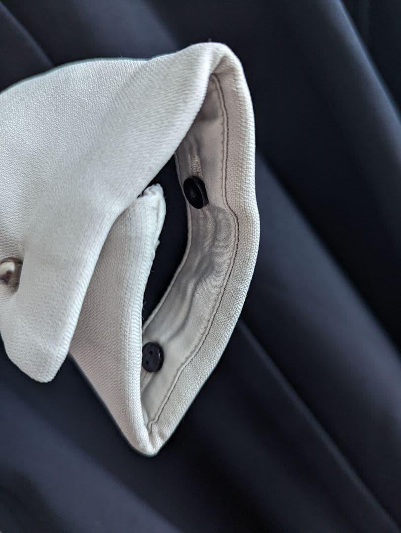 【美品】SHIPS any 白襟　白カフス　ネイビー　フレアーワンピース