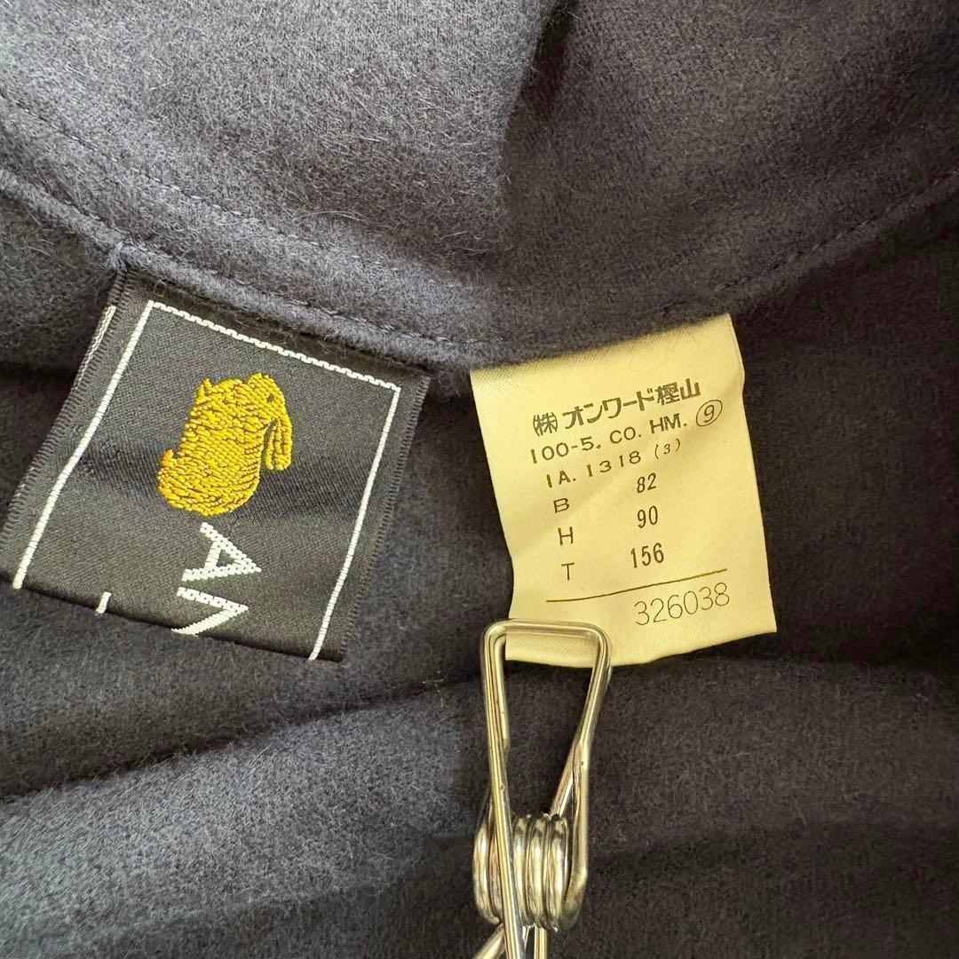 MADUSON フリルポンチョ アンゴラケープコート ファーフード 金ボタン 紺