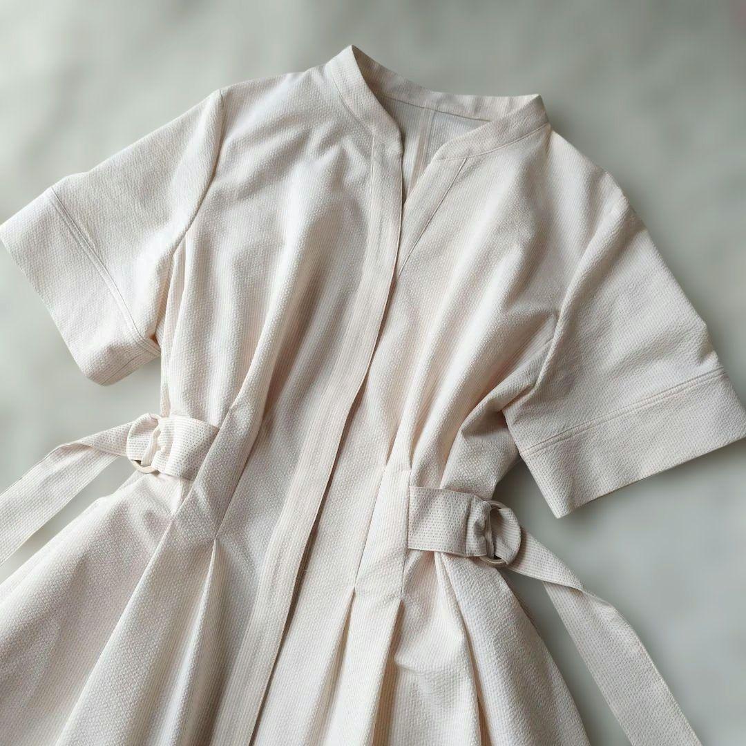 25年♡極美品✨アナイ サッカーストレッチサイドベルトワンピース ベージュ L