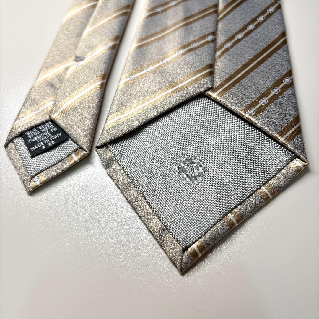 CHANEL ネクタイ 未使用 ココマーク ゴールド レジメンタル