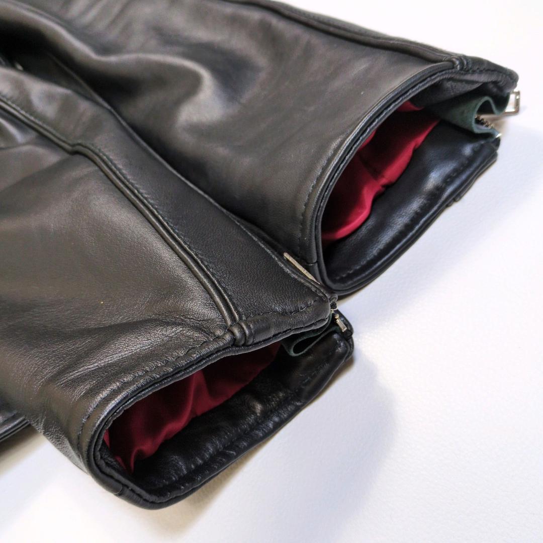 美品 ディーゼル L シングル ライダースジャケット ラムレザー 裏地赤