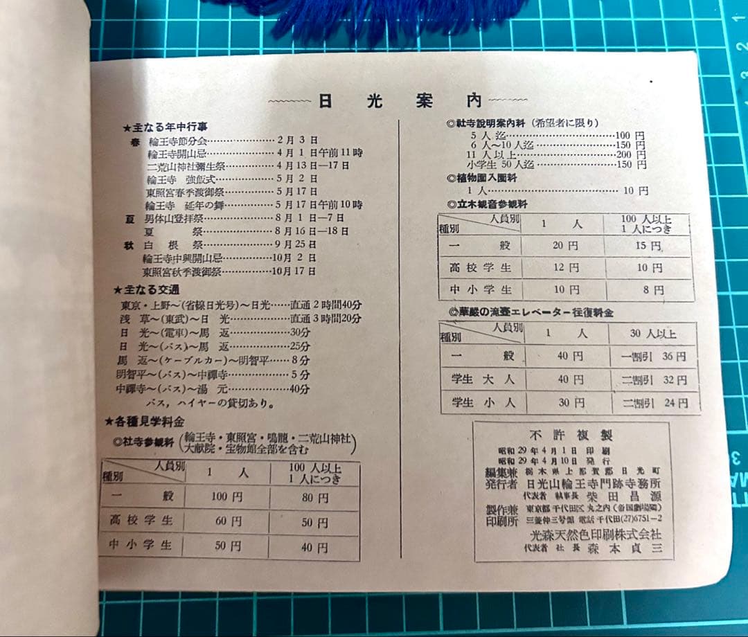 【昭和レトロ】観光ガイド 日光の美観 昭和29年発行