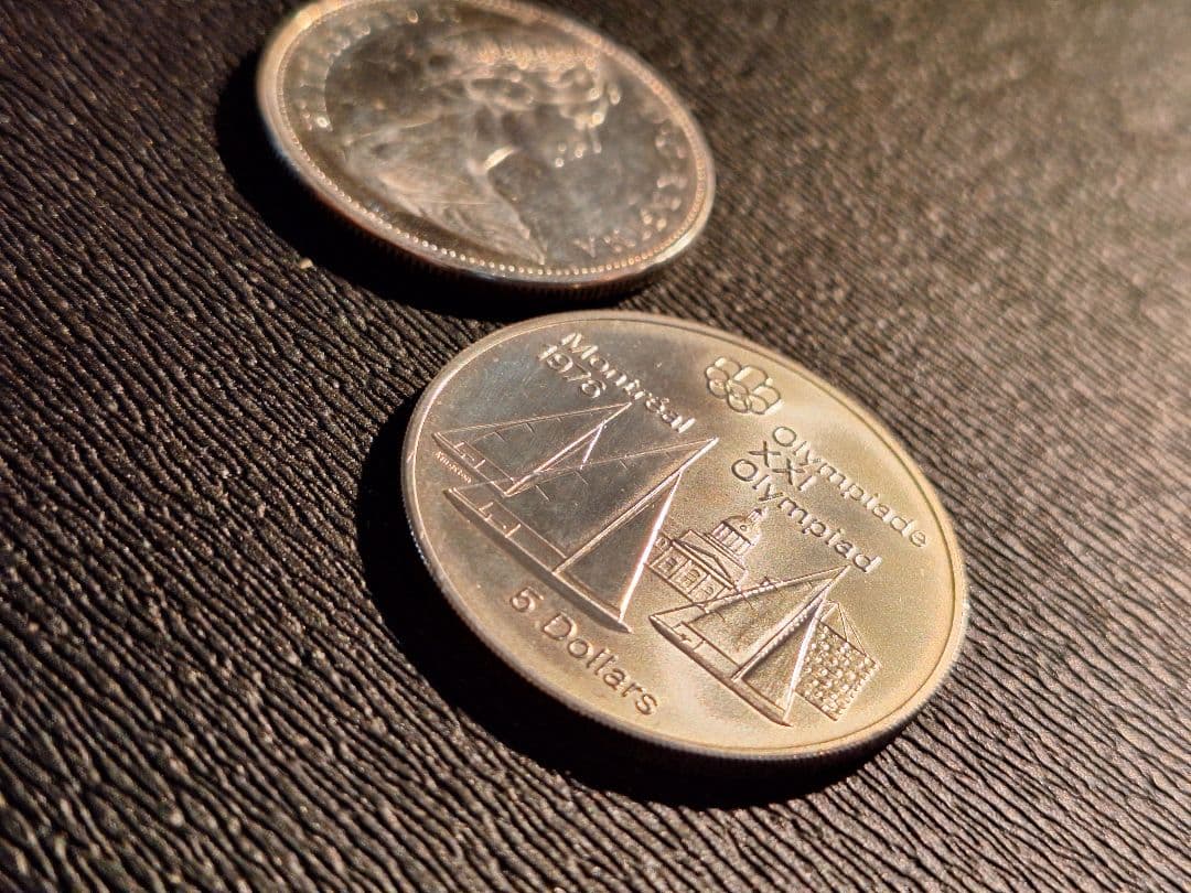 カナダモントリオール1976年５ドル銀貨 カナダ1965年dollar 銀貨