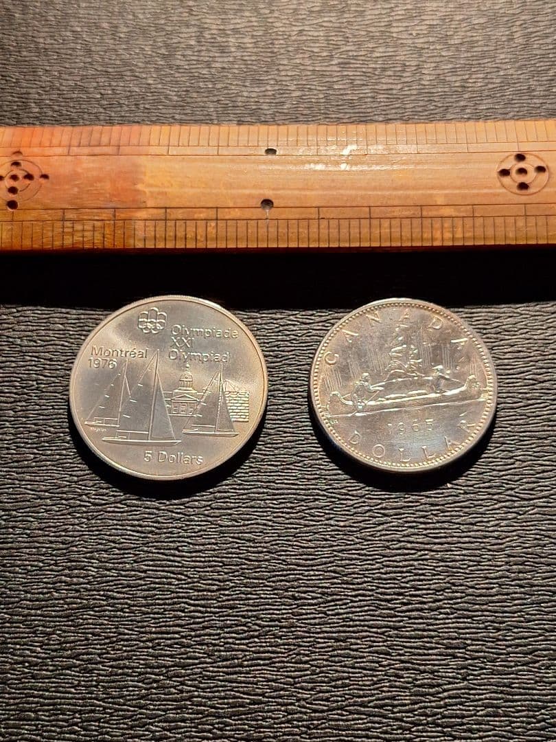 カナダモントリオール1976年５ドル銀貨 カナダ1965年dollar 銀貨