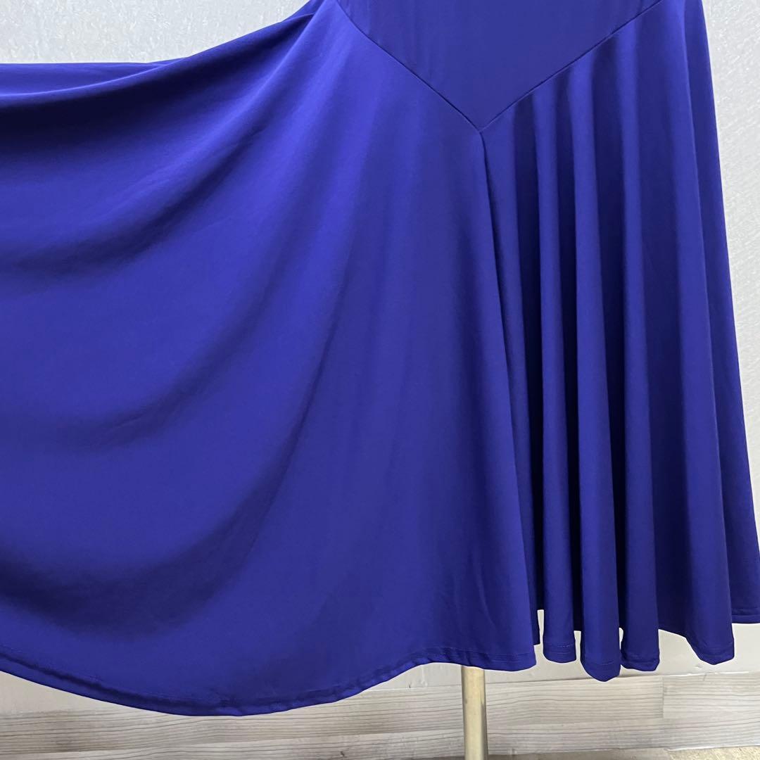 新品 社交ダンス セットアップ 紫無地 黒レース