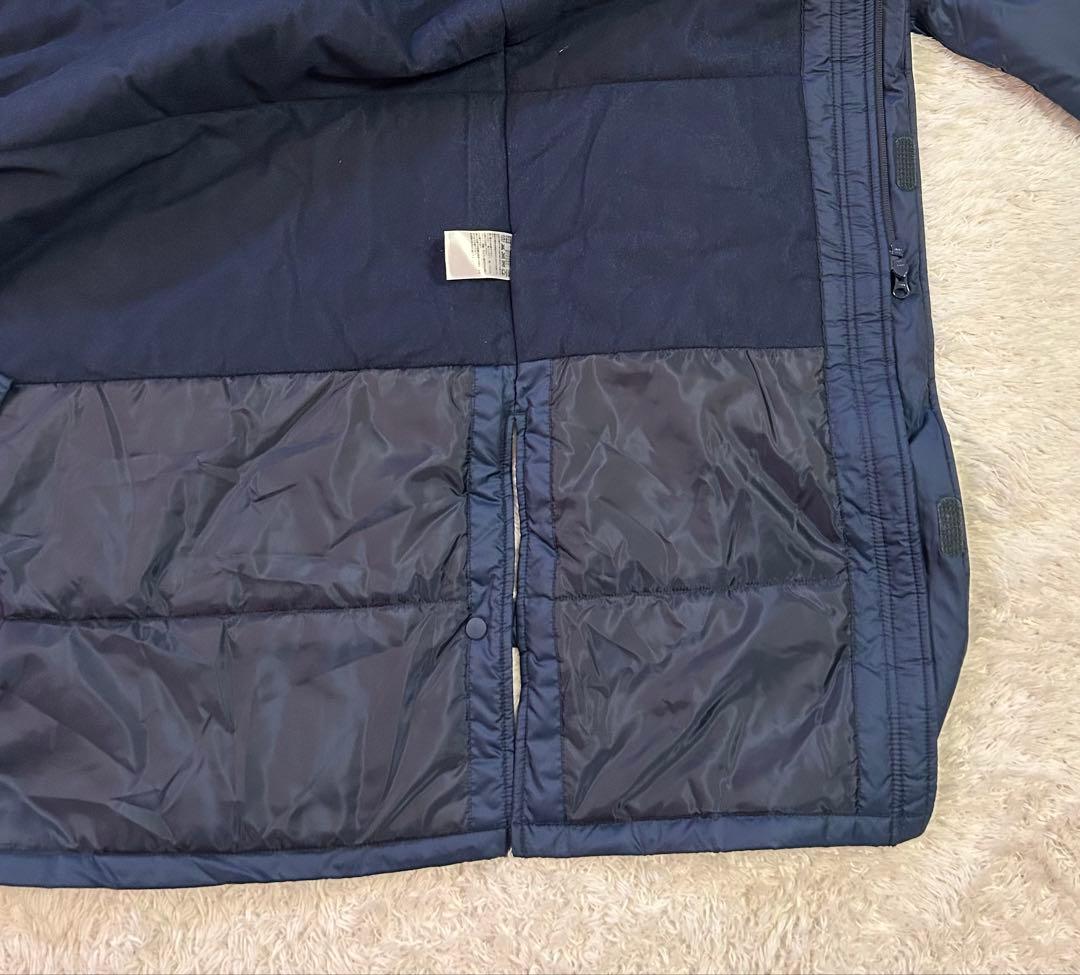 未使用タグ付き⭐︎adidas フード付きベンチコート ネイビー　Ｌ　刺繍ロゴ