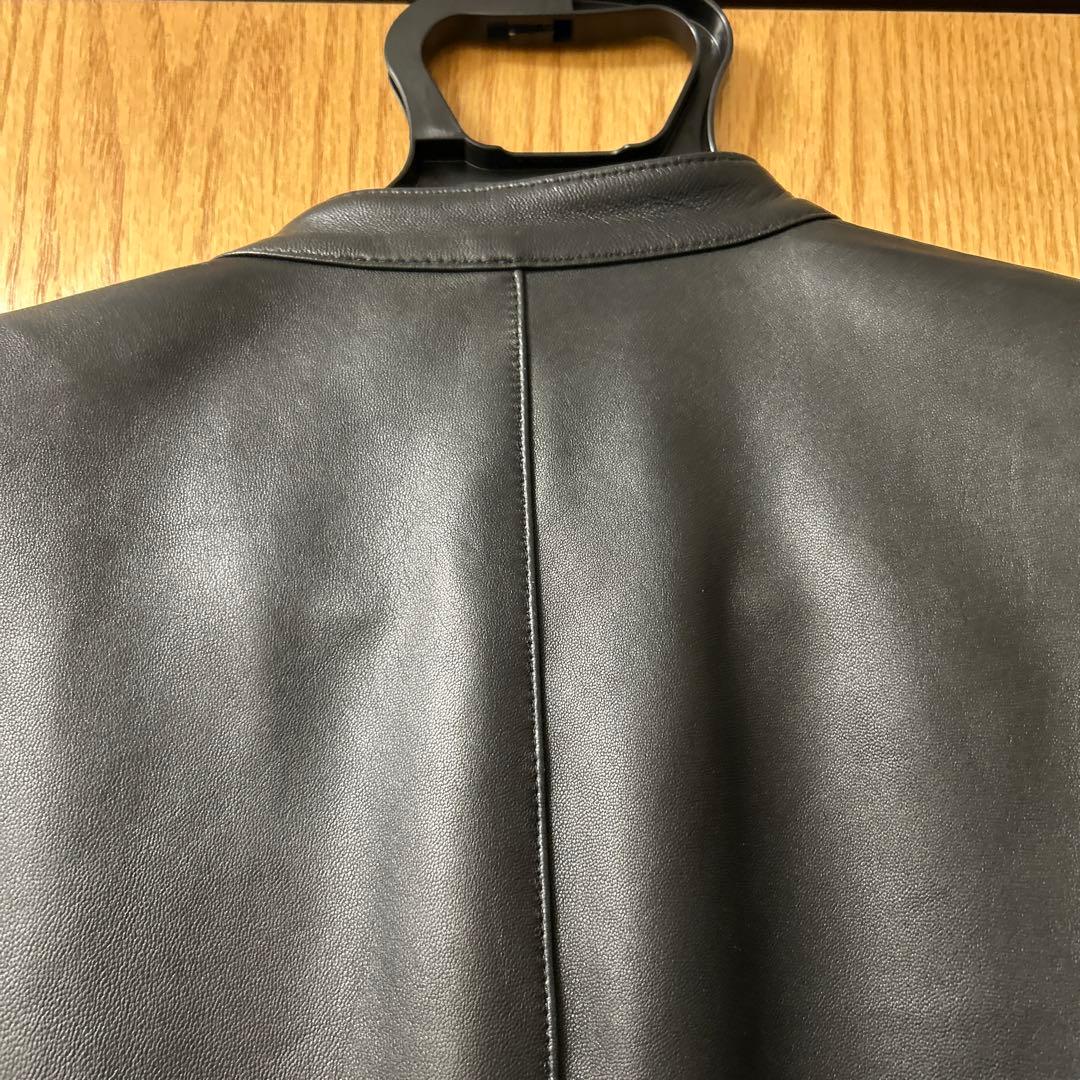 STUDIOUS レザージャケット シングルライダース ノーカラー 羊革　3