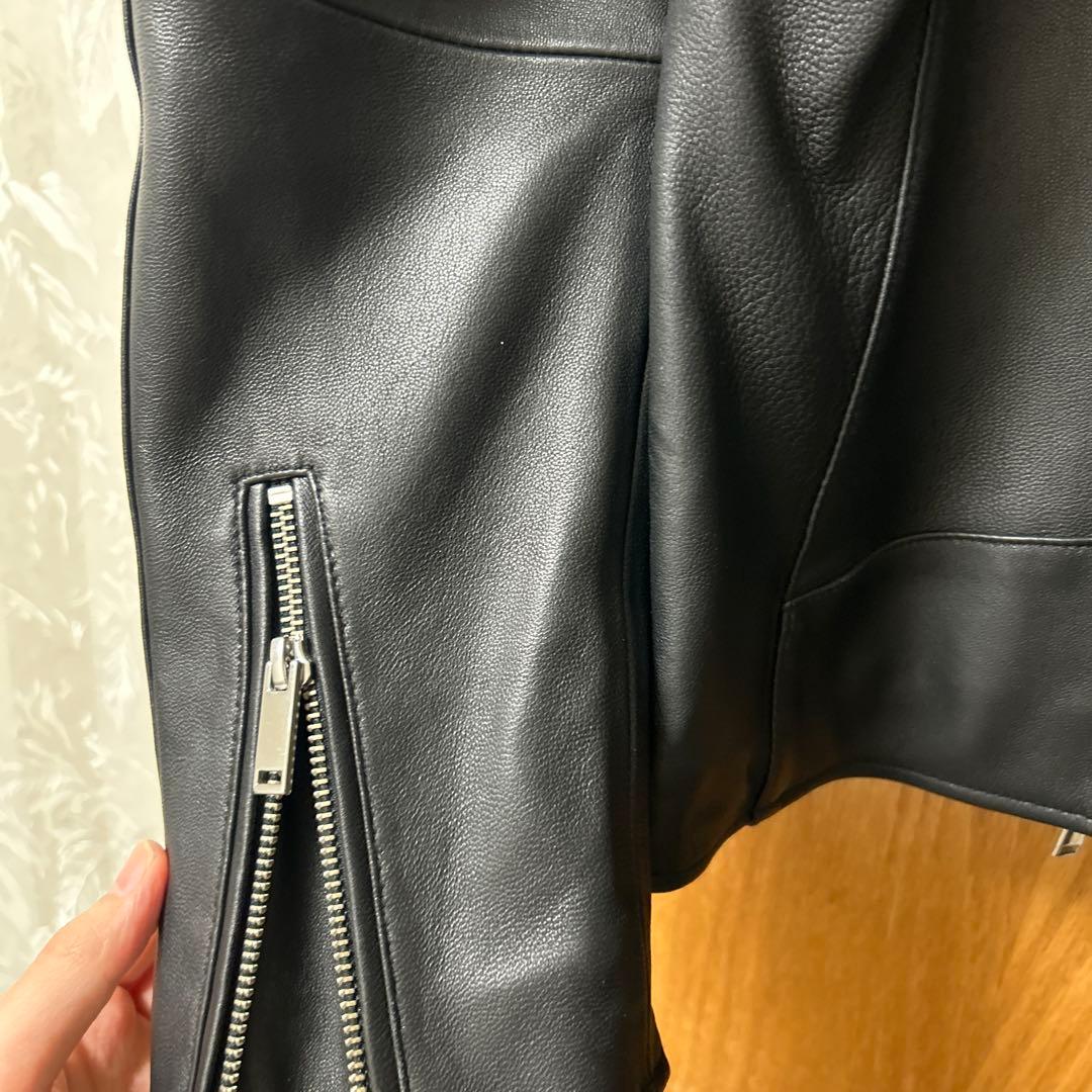 STUDIOUS レザージャケット シングルライダース ノーカラー 羊革　3