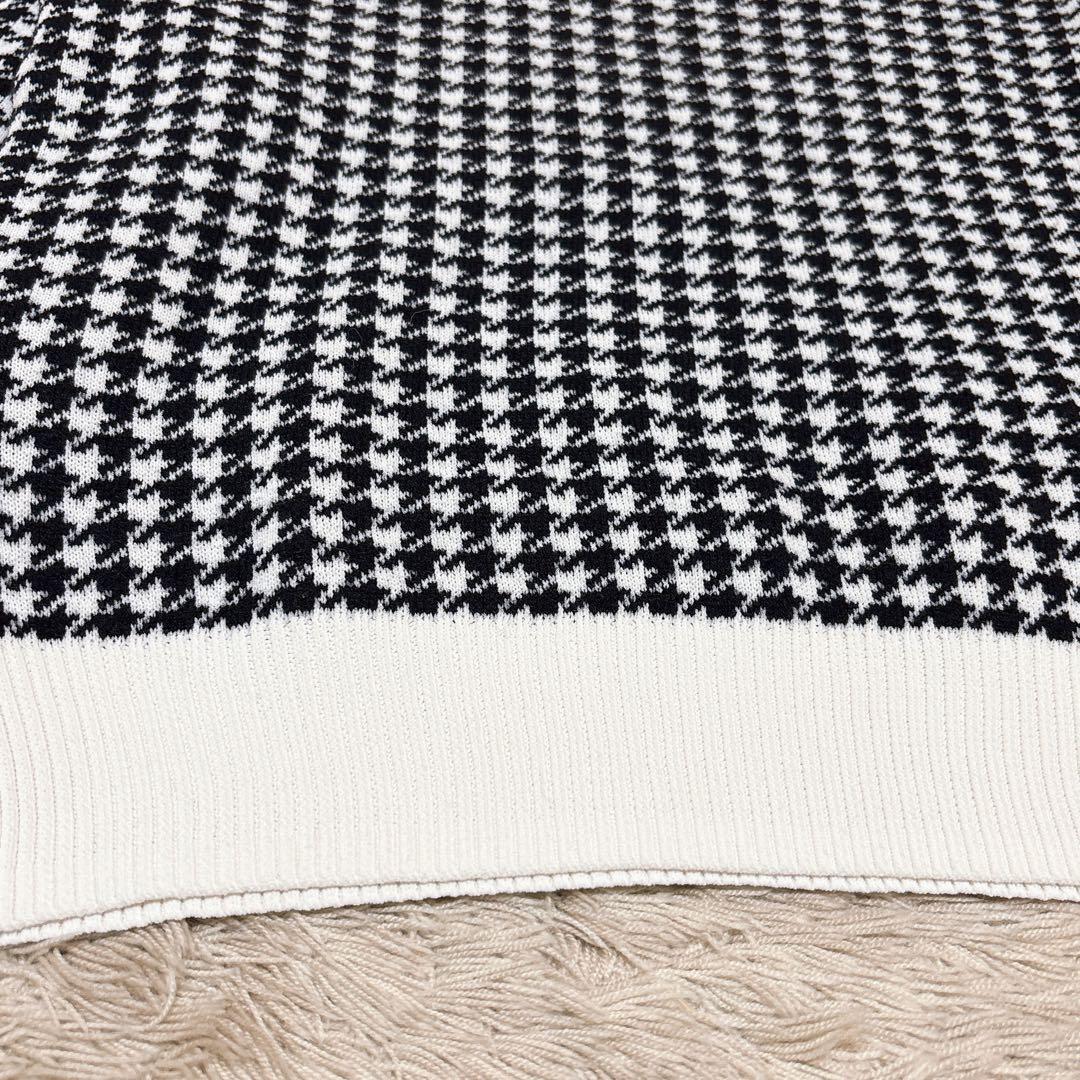 PEARLYGATES パーリーゲイツ 千鳥格子切替ニット 白黒 0 ゴルフ